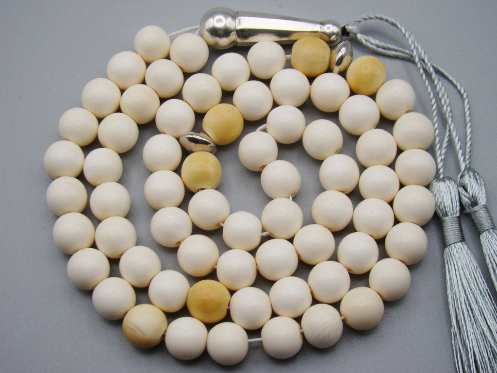 Antique Ivory, Natural Ivory, Mediterranean Ivory, handcarved Ivory, Asien Ivory, Elephant Ivory, Ivory Chain, Ivory necklace, Ivory Rosary, Rosary beads,  مسبحة, Masbaha, Muslim prayer beads, Sterling Silver