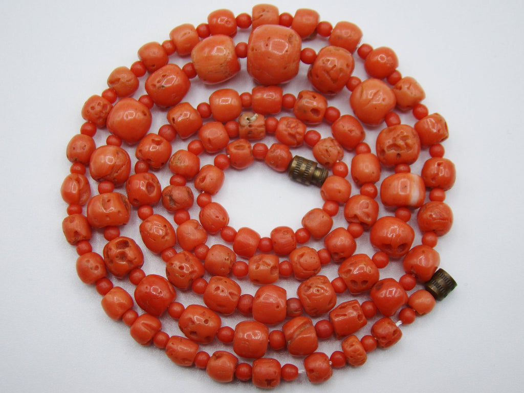 antique coral, natural coral, undyed coral, dark salmon coral, Italian coral, pacific coral, Sardinian Coral, sea coral, Mediterranean necklace, Mediterranean chain, coral necklace, handcarved coral