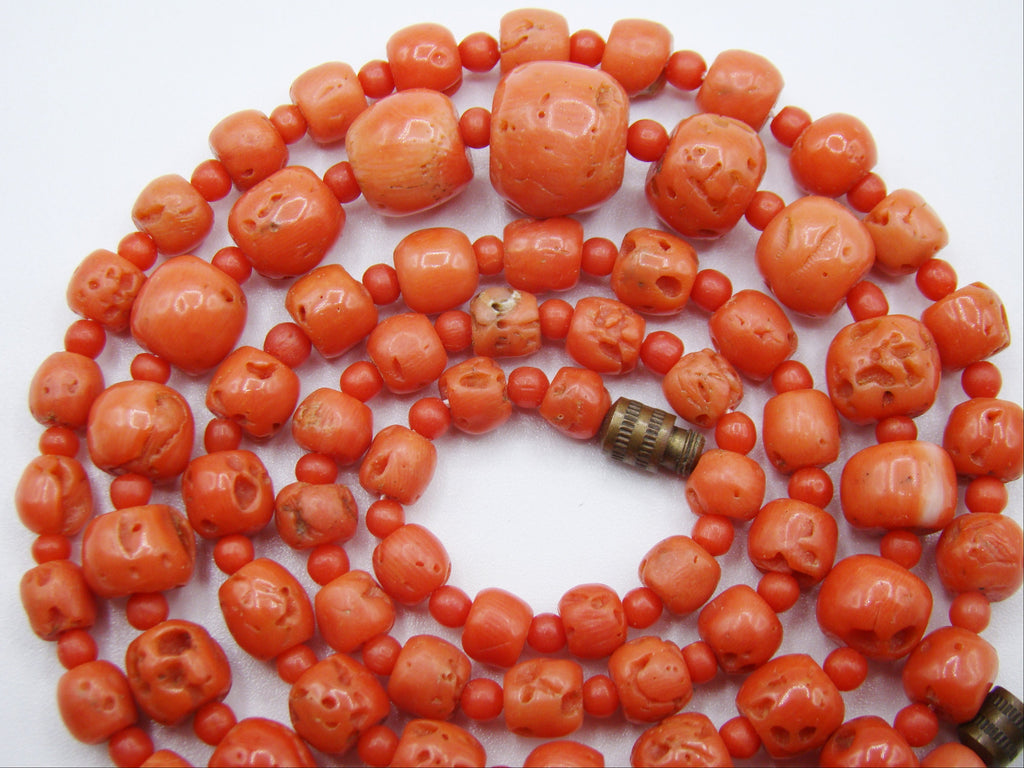 antique coral, natural coral, undyed coral, dark salmon coral, Italian coral, pacific coral, Sardinian Coral, sea coral, Mediterranean necklace, Mediterranean chain, coral necklace, handcarved coral