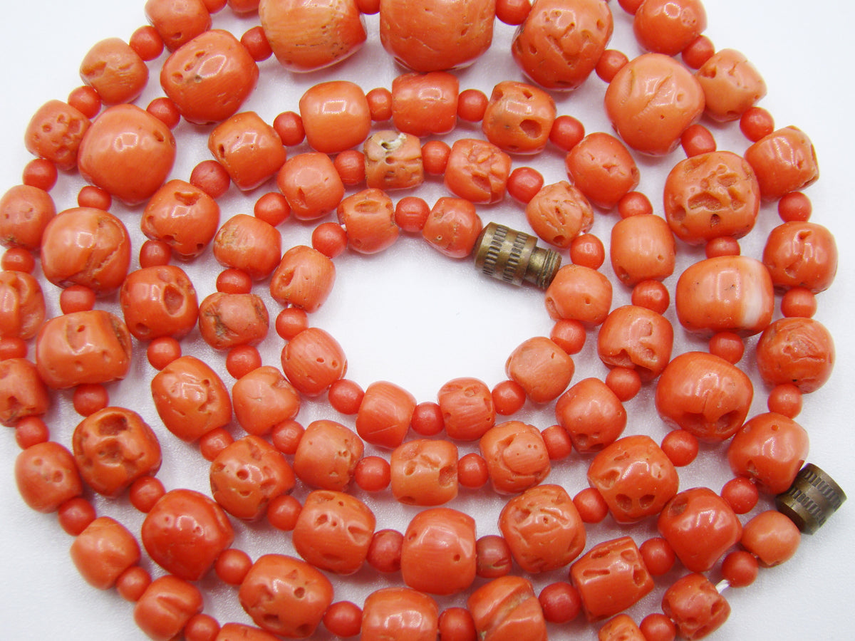 antique coral, natural coral, undyed coral, dark salmon coral, Italian coral, pacific coral, Sardinian Coral, sea coral, Mediterranean necklace, Mediterranean chain, coral necklace, handcarved coral