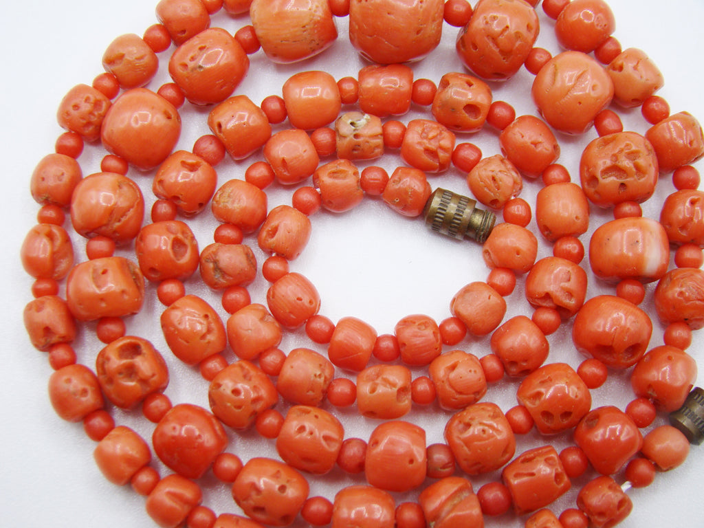 antique coral, natural coral, undyed coral, dark salmon coral, Italian coral, pacific coral, Sardinian Coral, sea coral, Mediterranean necklace, Mediterranean chain, coral necklace, handcarved coral