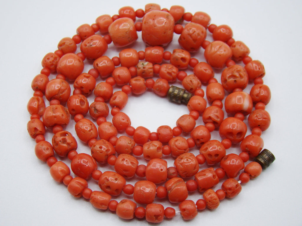 antique coral, natural coral, undyed coral, dark salmon coral, Italian coral, pacific coral, Sardinian Coral, sea coral, Mediterranean necklace, Mediterranean chain, coral necklace, handcarved coral