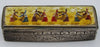 Miniature 800 silver box with dancing figures on an enamel-on-bone lid and engraved scrolling sides