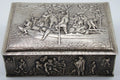 900 silver rectangular box showing the boating relief on its lid and tavern scene on the front.