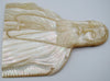 Full front view of mother-of-pearl carved bishop portrait with long beard, robes and pectoral cross
