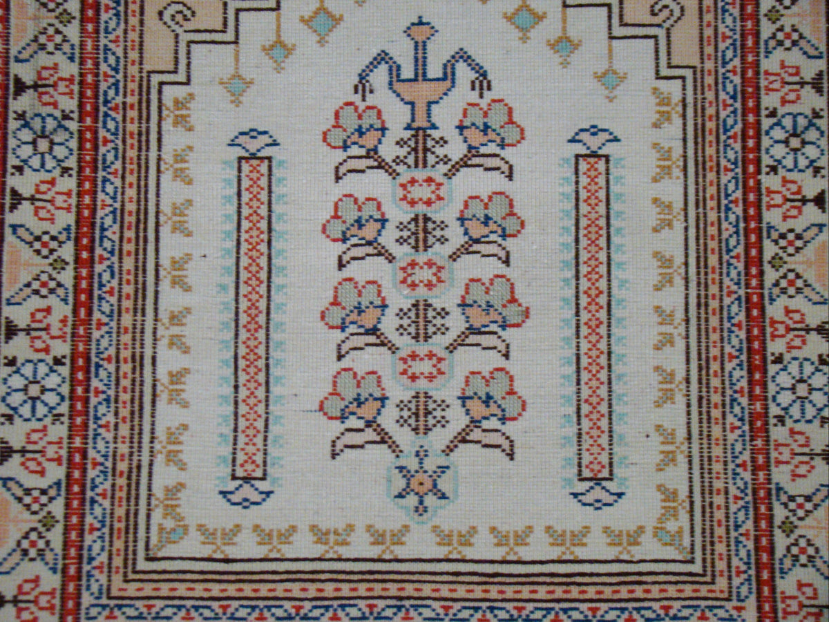 Antique Oriental Silk Wall Carpet – 100% Pure Silk, Authentic Original, Guaranteed by Kingdom of Antique Arts