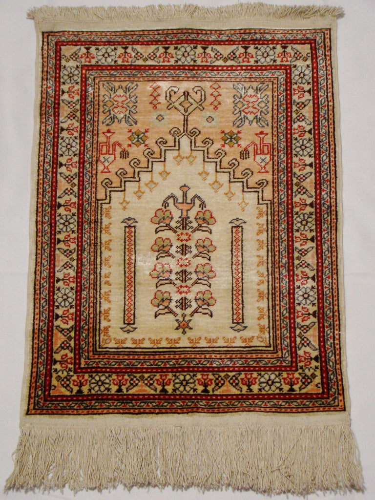 Antique Oriental Silk Wall Carpet – Pure Silk on Cotton, Multicolor, Hand-Knotted | Kingdom of Antique Arts