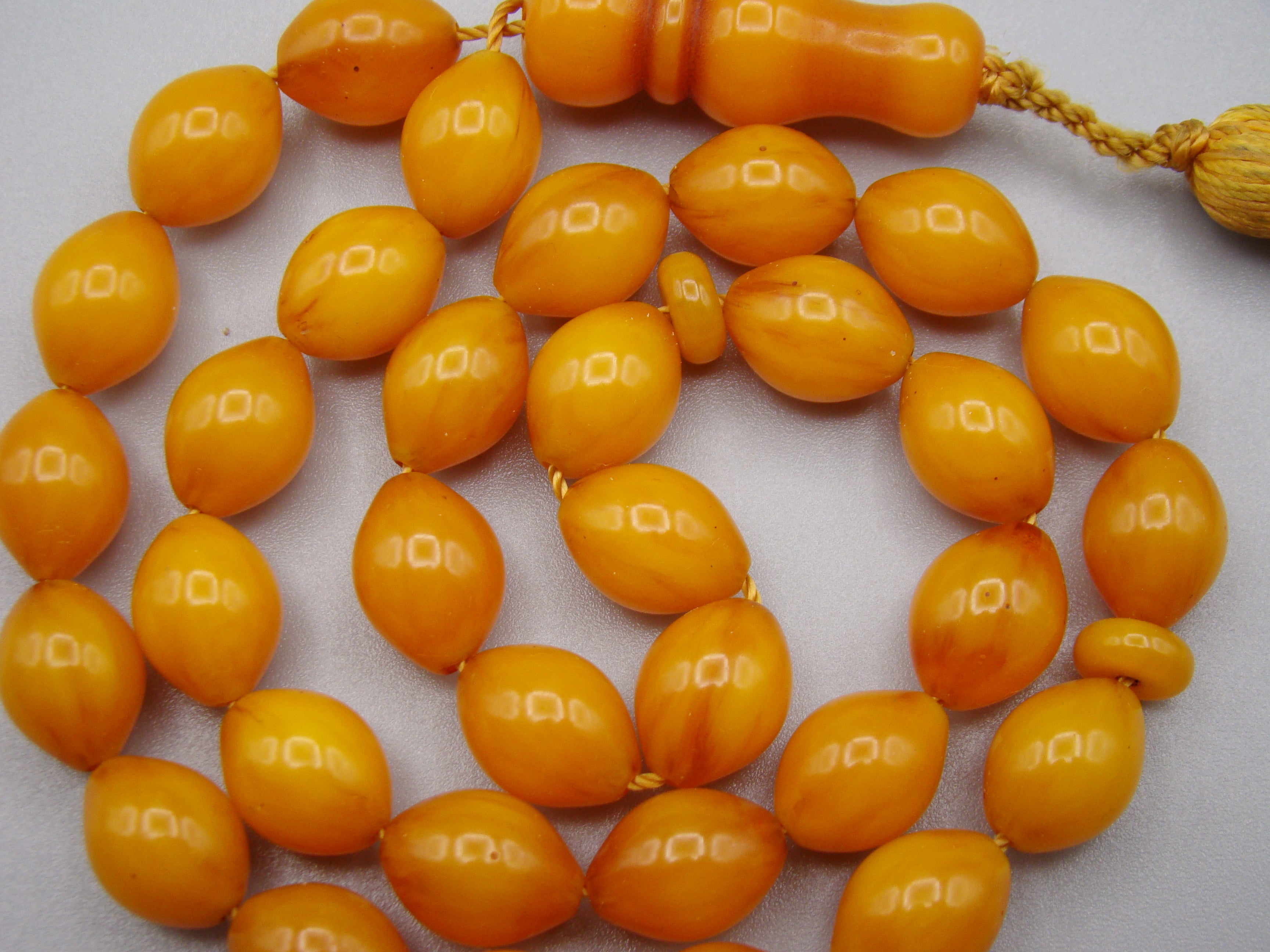 Antique Beautiful Bakelite Amber Rosary beads - Kingdom of Antique Arts