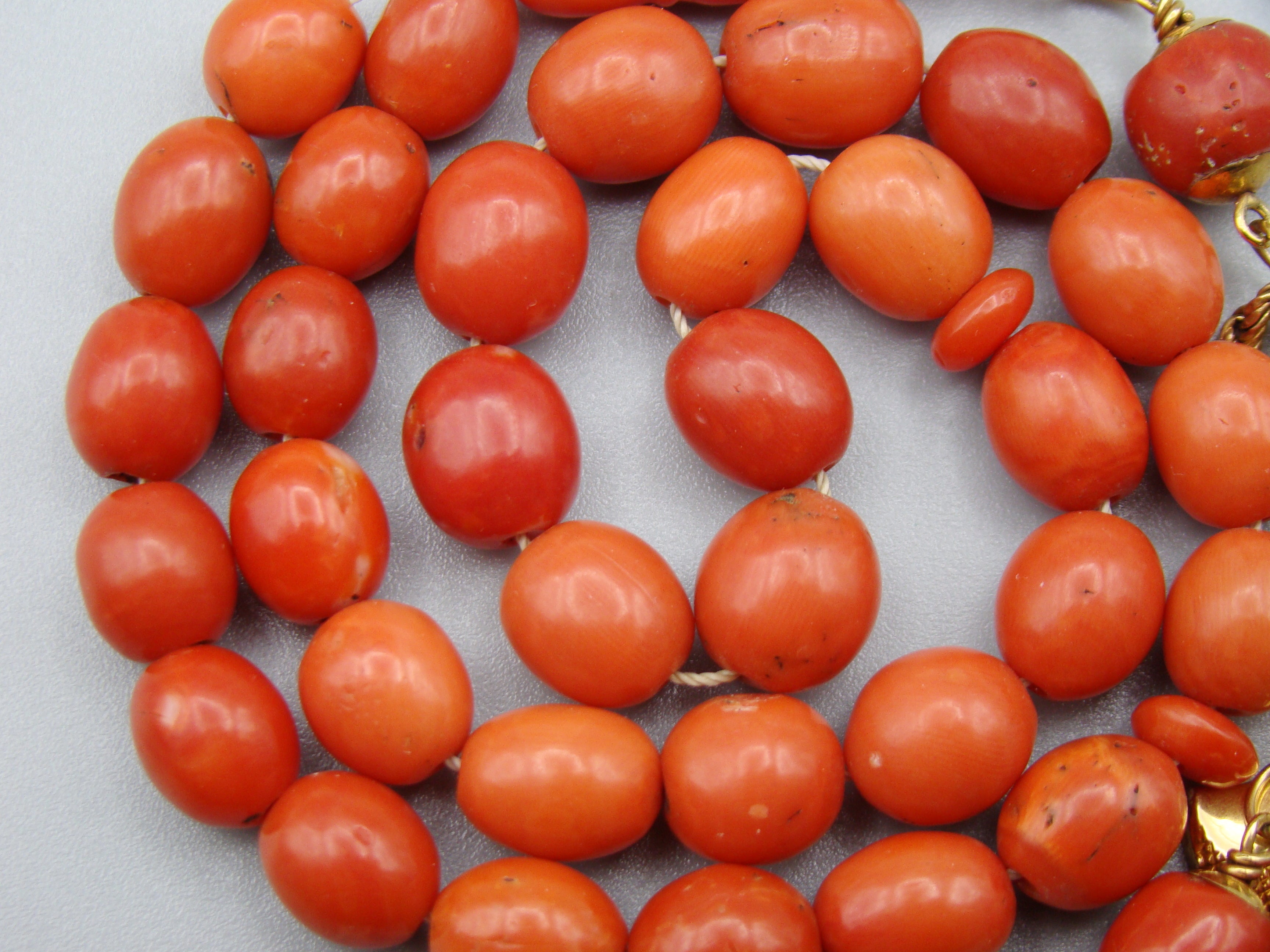 Antique Natural Undyed Mediterranean Dark Orange Coral Rosary - Kingdom of Antique Arts