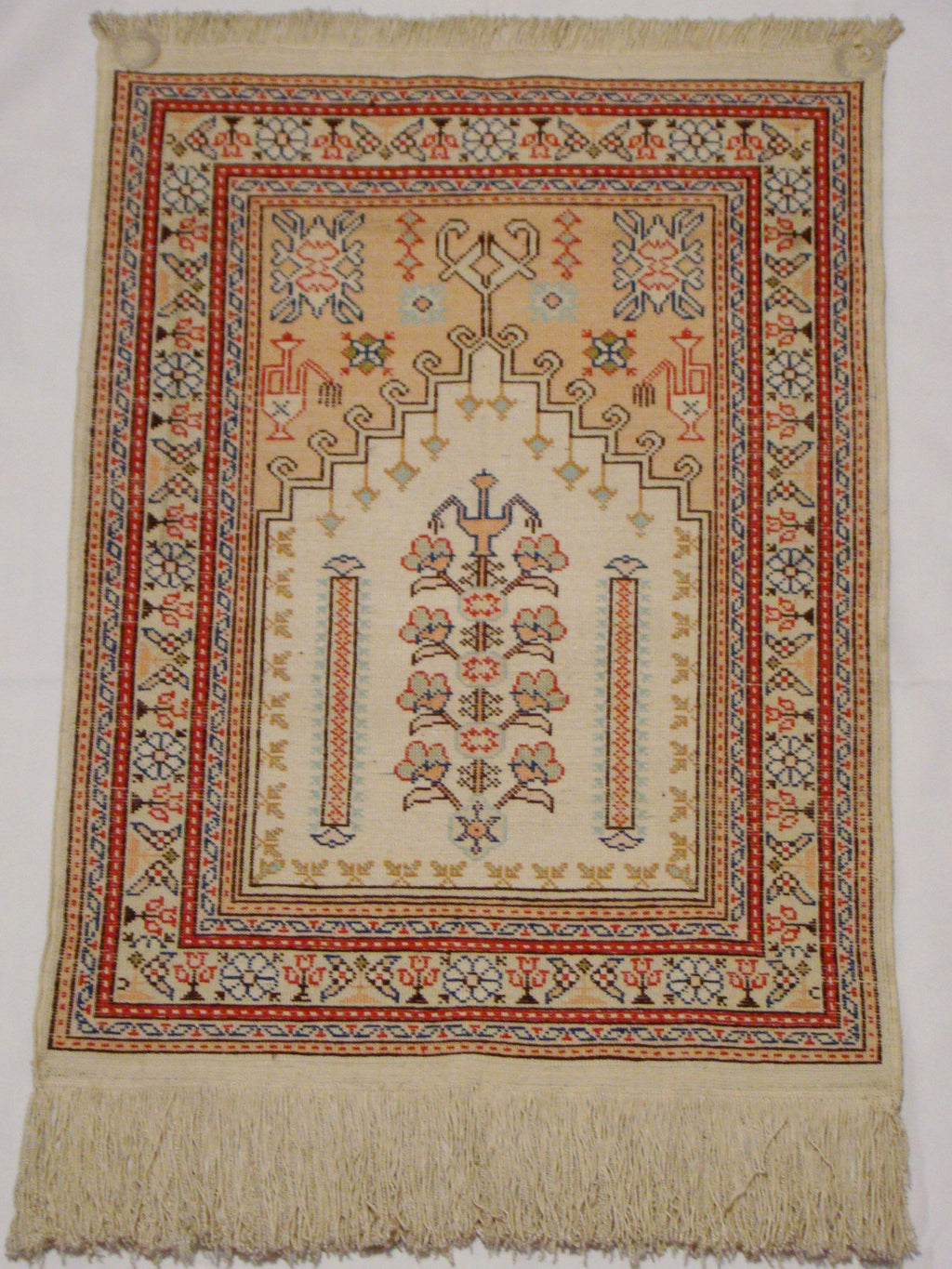 Multicolor Silk Threads – Antique Oriental Hand-Knotted Wall Carpet, Investment Piece | Kingdom of Antique Arts