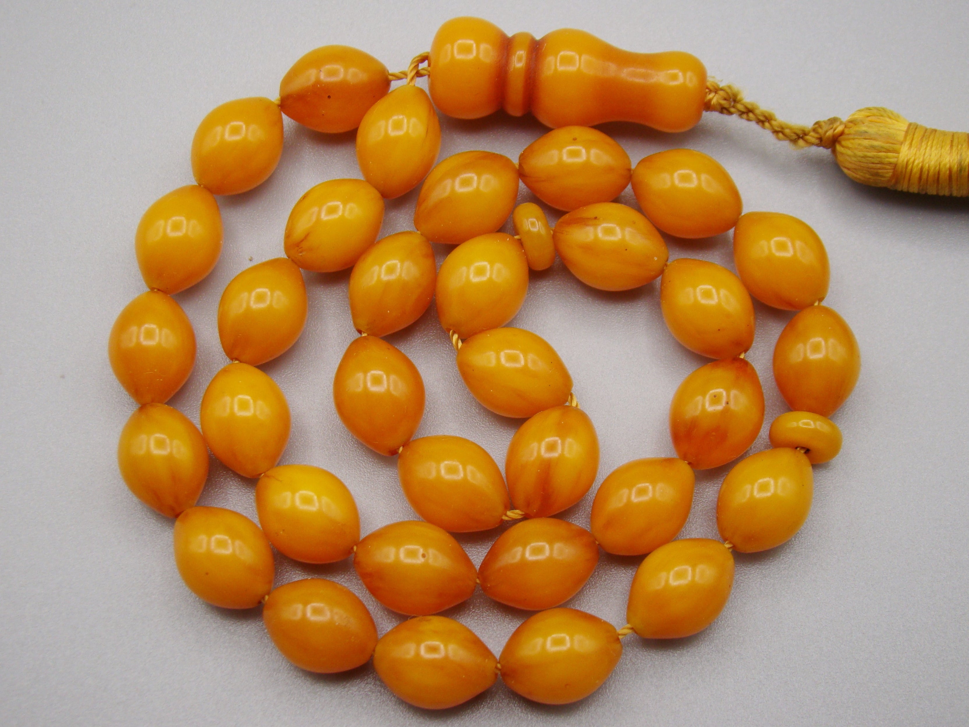 Antique Beautiful Bakelite Amber Rosary beads - Kingdom of Antique Arts