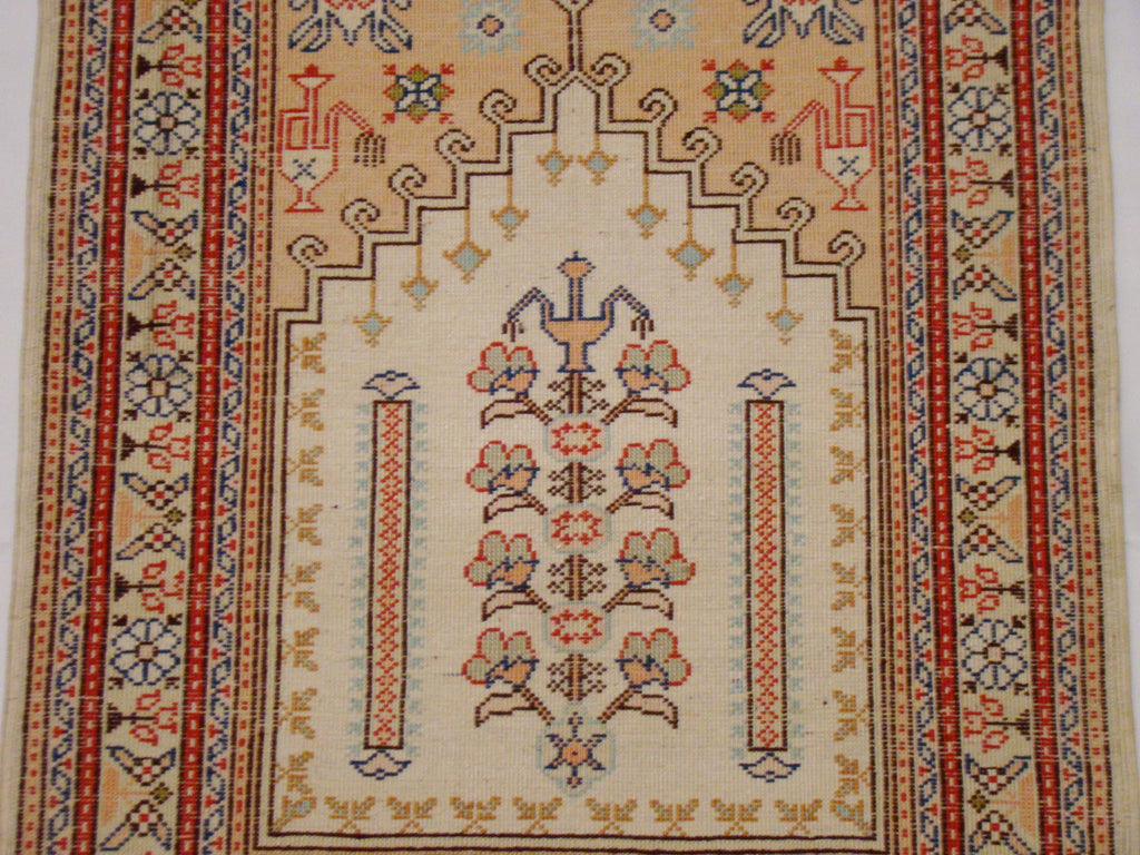 Pattern Detail – Antique Oriental Pure Silk on Cotton Carpet, Museum Quality Collector Piece | Kingdom of Antique Arts