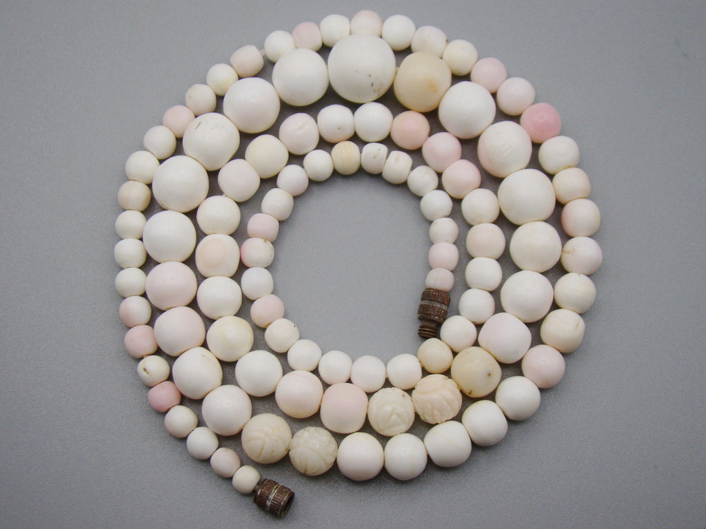 antique coral, natural coral, undyed coral, White angel skin coral, Italian coral, pacific coral, Sardinian Coral, sea coral, Mediterranean coral, Mediterranean Rosary, Mediterranean angel skin Rosary, White coral Rosary, handcarved coral, Sterling silver tassel, مسبحة, Masbaha, Muslim prayer beads حبيت الدورة ,