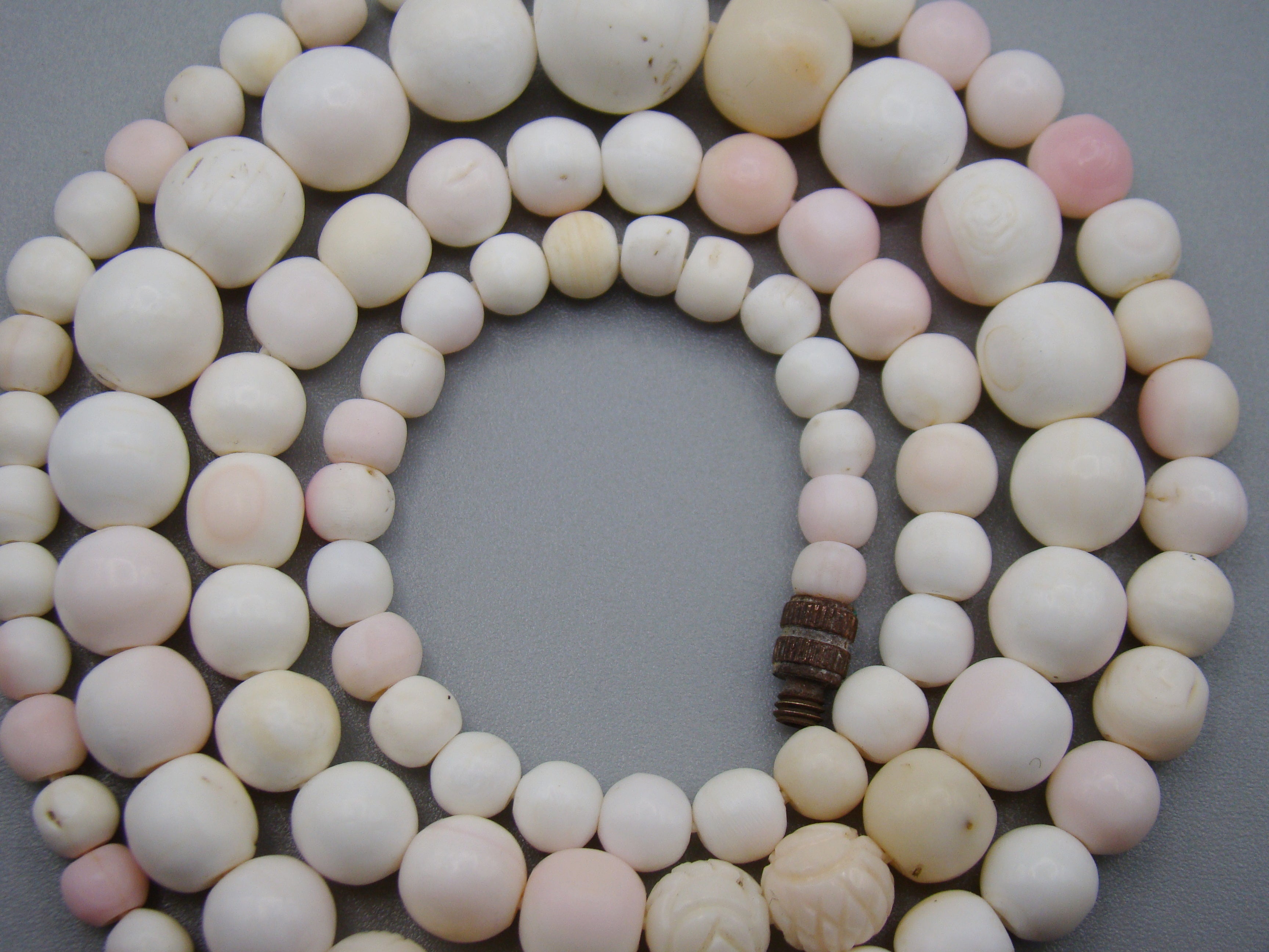 antique coral, natural coral, undyed coral, White angel skin coral, Italian coral, pacific coral, Sardinian Coral, sea coral, Mediterranean coral, Mediterranean Rosary, Mediterranean angel skin Rosary, White coral Rosary, handcarved coral, Sterling silver tassel, مسبحة, Masbaha, Muslim prayer beads حبيت الدورة ,