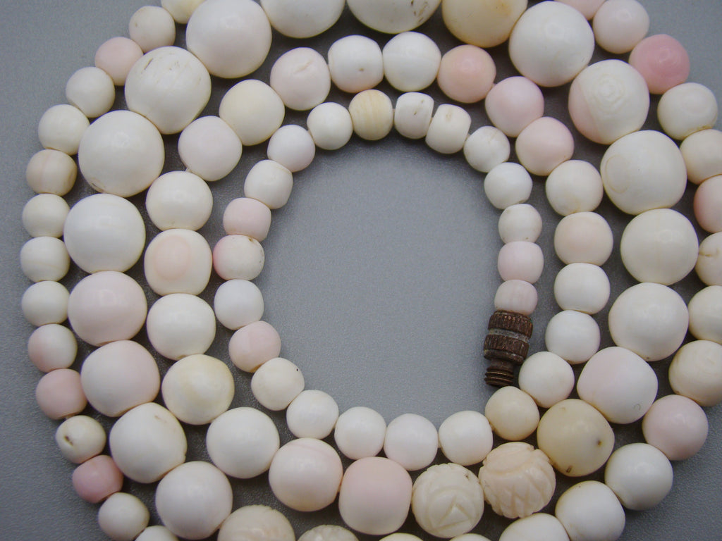 antique coral, natural coral, undyed coral, White angel skin coral, Italian coral, pacific coral, Sardinian Coral, sea coral, Mediterranean coral, Mediterranean Rosary, Mediterranean angel skin Rosary, White coral Rosary, handcarved coral, Sterling silver tassel, مسبحة, Masbaha, Muslim prayer beads حبيت الدورة ,