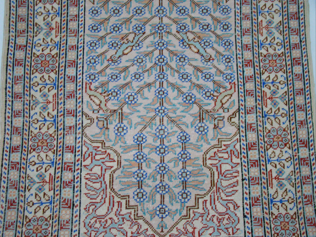 Antique Oriental Silk Wall Carpet – 100% Pure Natural Silk, Authentic Original, Guaranteed by Kingdom of Antique Arts
