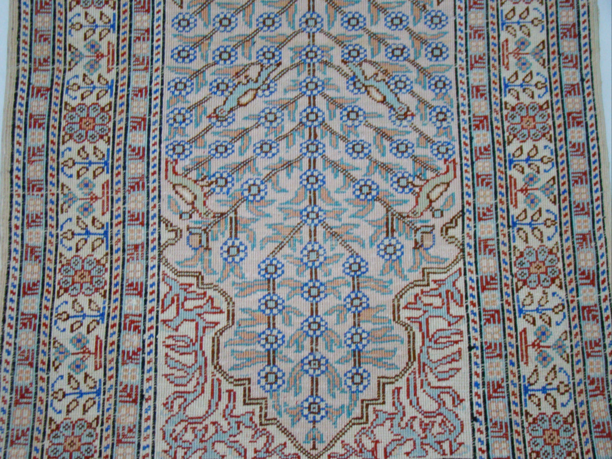 Antique Oriental Silk Wall Carpet – 100% Pure Natural Silk, Authentic Original, Guaranteed by Kingdom of Antique Arts