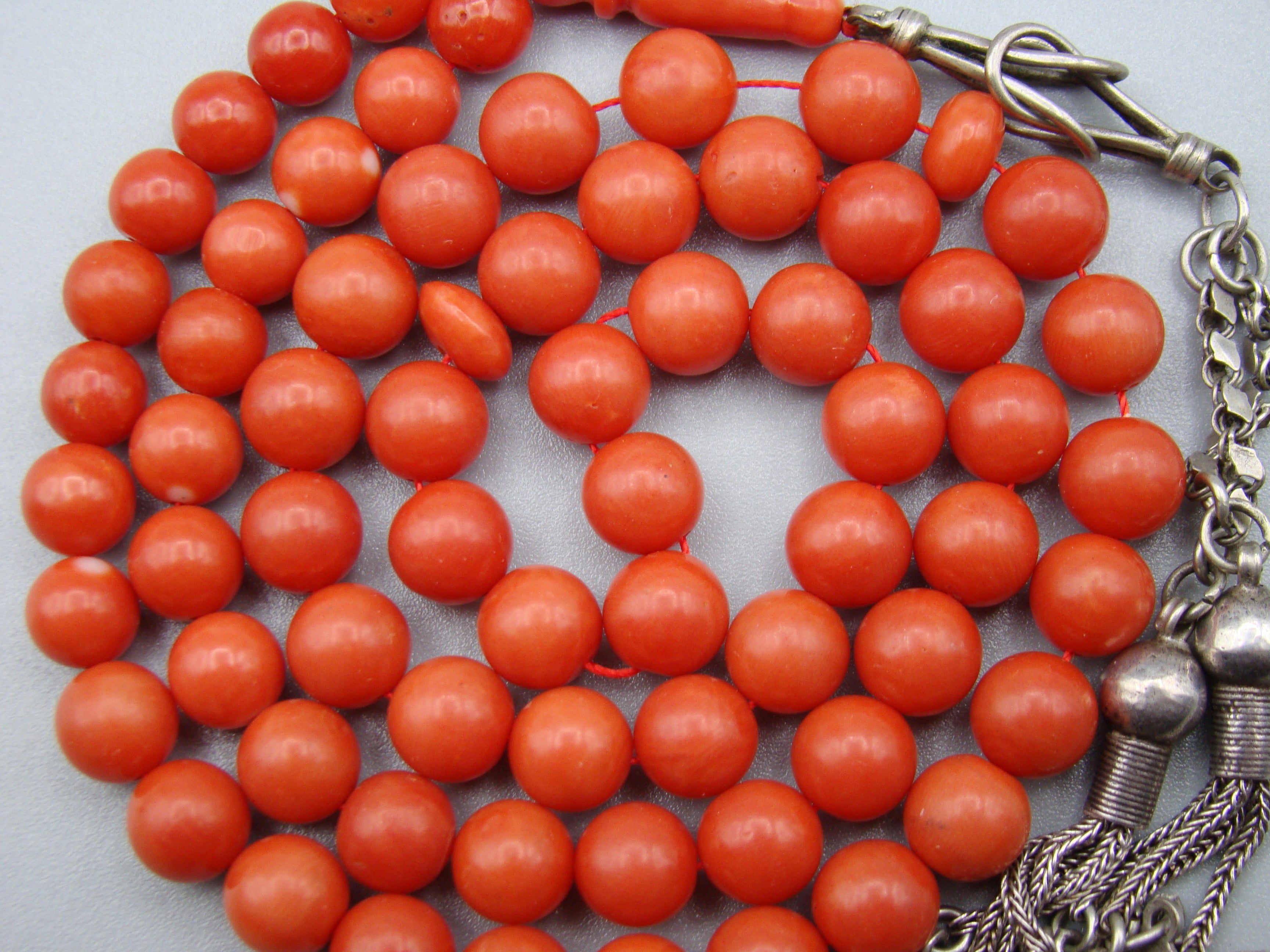 Antique Natural Undyed Mediterranean Dark Red Rosary - Kingdom of Antique Arts