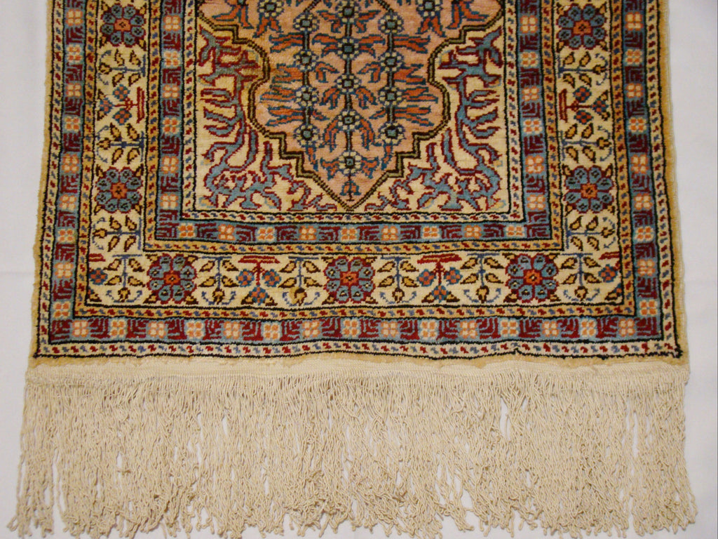 Detail Shot – Antique Oriental Silk Carpet, Fine Hand-Knotted Weave, Museum Quality | Kingdom of Antique Arts