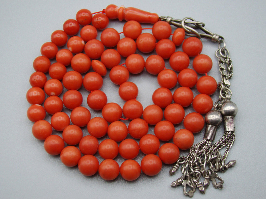 Antique Natural Undyed Mediterranean Dark Red Rosary - Kingdom of Antique Arts