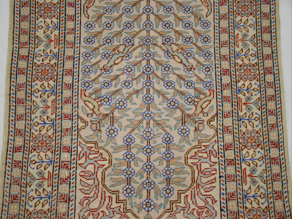 Pattern Detail – Antique Oriental Pure Silk on Cotton Carpet, Museum Quality Collector Piece | Kingdom of Antique Arts