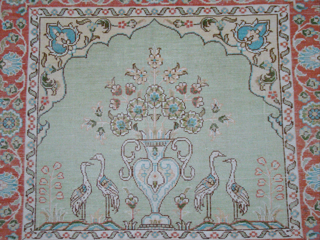 Antique Hereke Persian Ozipek Silk Wall Carpet — Pure Silk on Silk | Multicolor | Hand-Signed Collector Piece