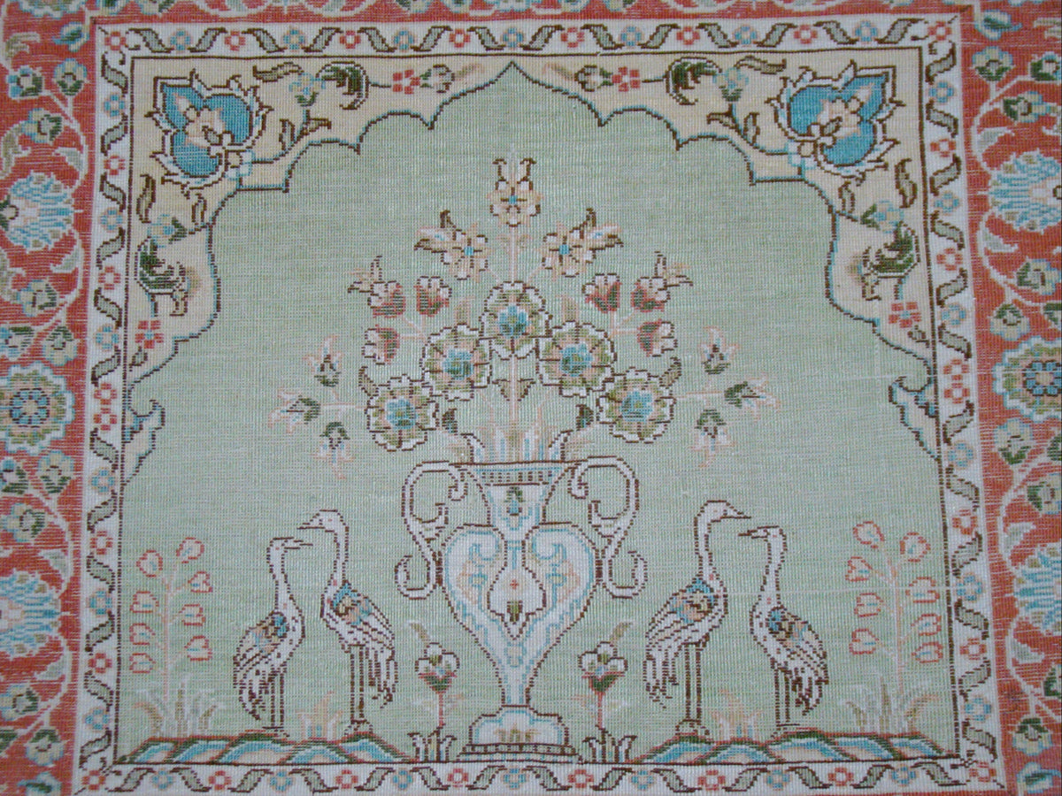 Antique Hereke Persian Ozipek Silk Wall Carpet — Pure Silk on Silk | Multicolor | Hand-Signed Collector Piece