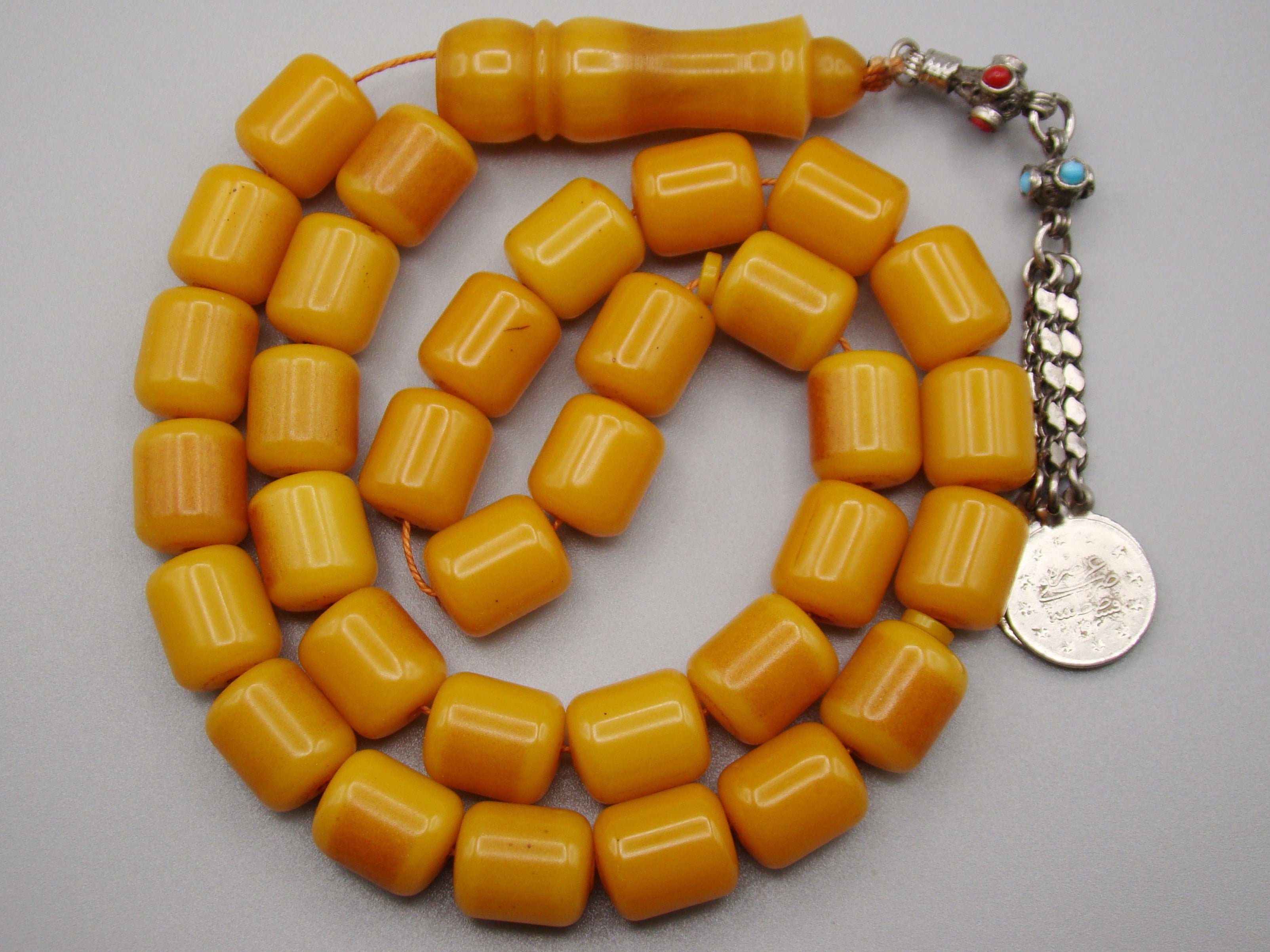Antique Beautiful Bakelite Amber Rosary beads - Kingdom of Antique Arts