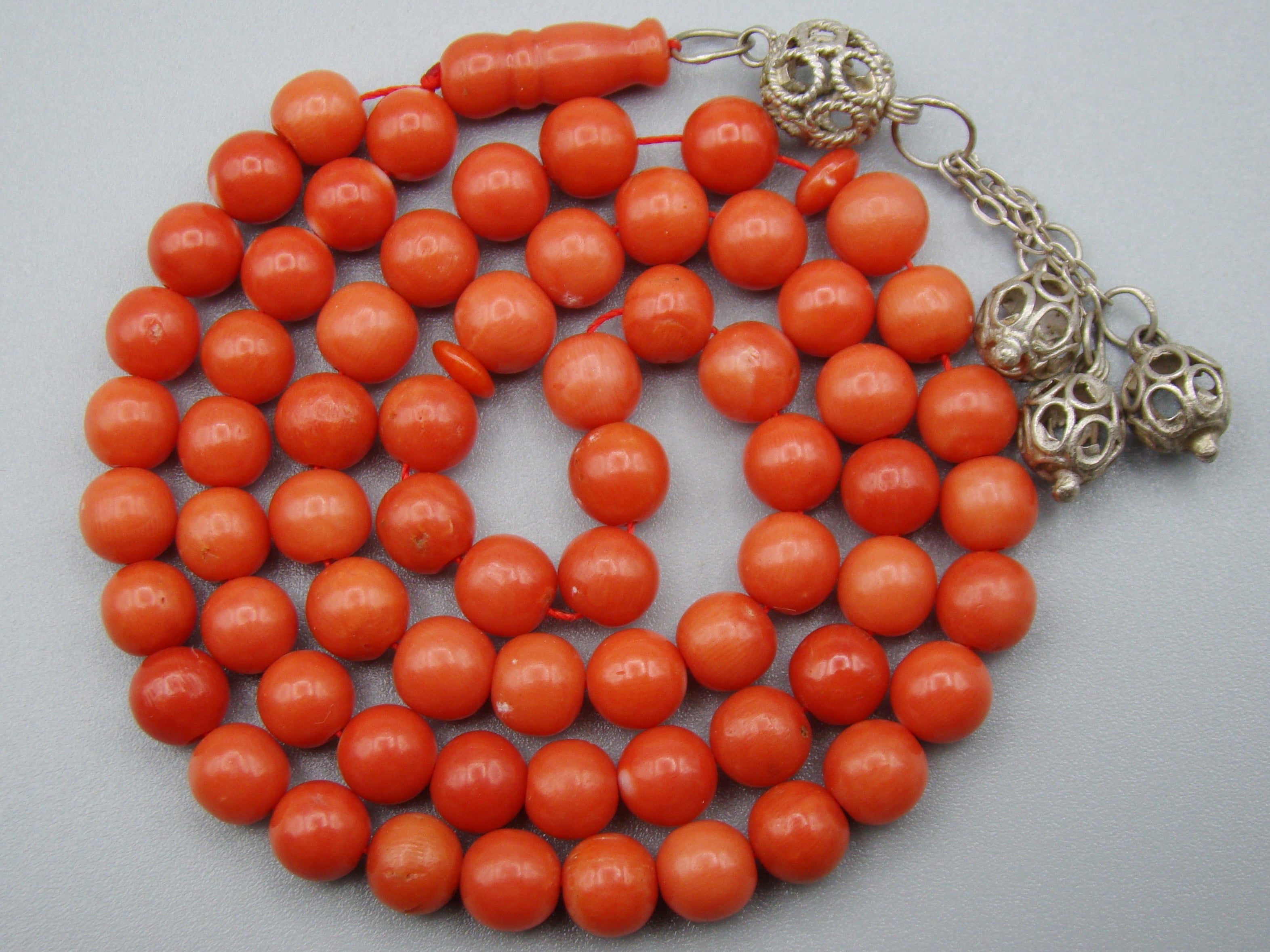 Antique Natural Undyed Mediterranean Dark Red Coral Rosary - Kingdom of Antique Arts