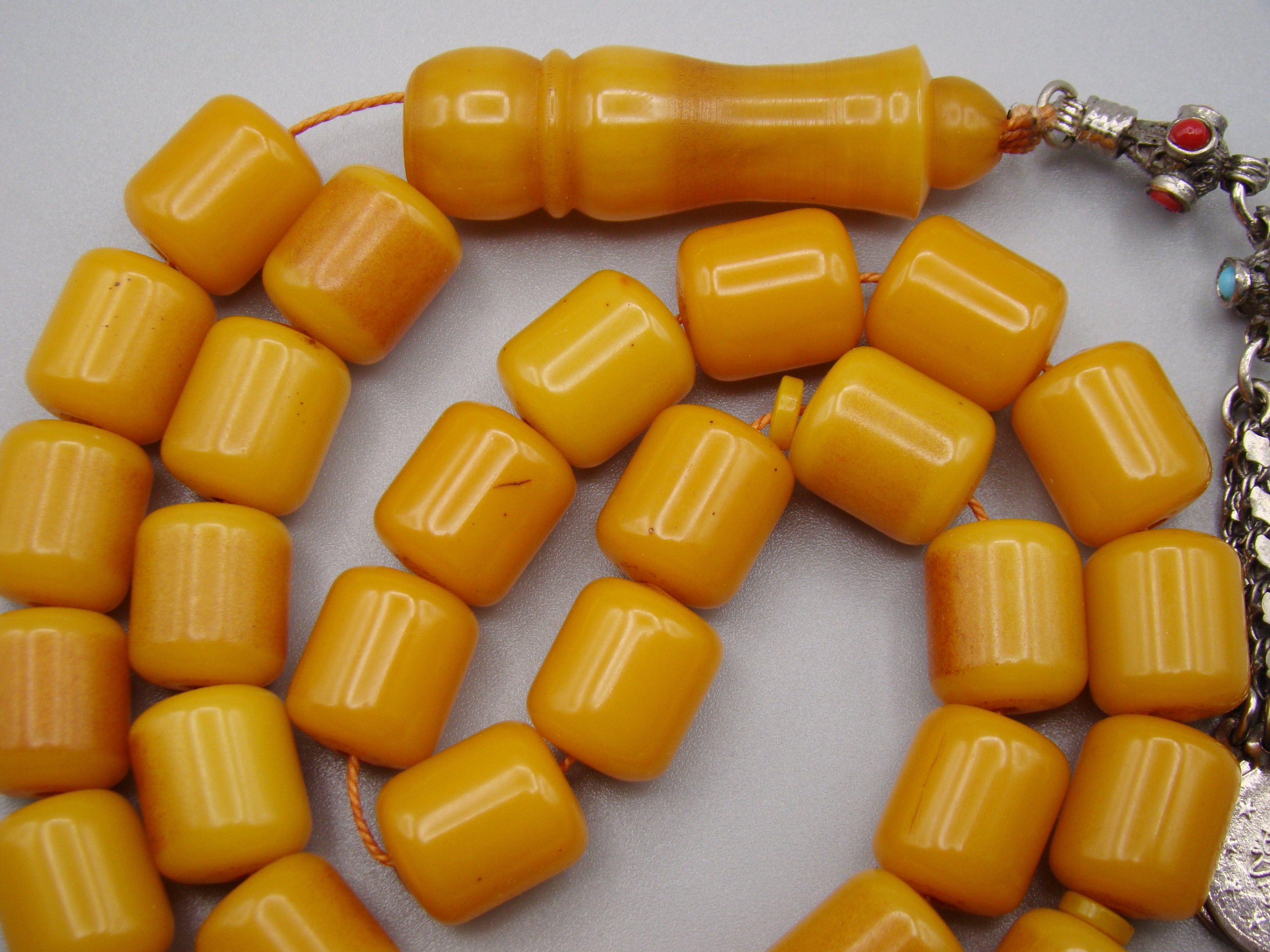 Antique Beautiful Bakelite Amber Rosary beads - Kingdom of Antique Arts