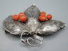 Antique Natural Undyed Mediterranean Silver 900 Red Coral Brooch - Kingdom of Antique Arts