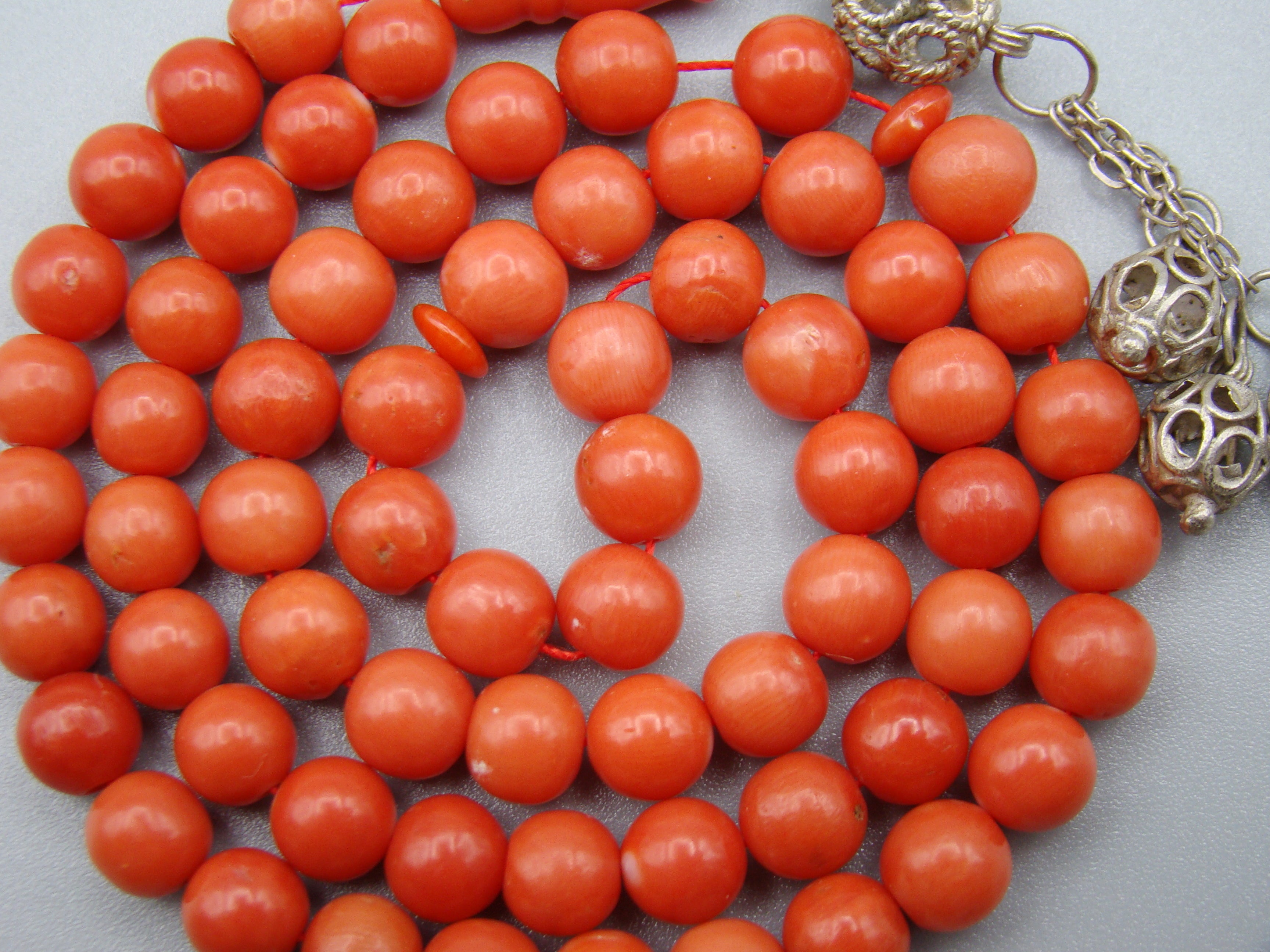 Antique Natural Undyed Mediterranean Dark Red Coral Rosary - Kingdom of Antique Arts