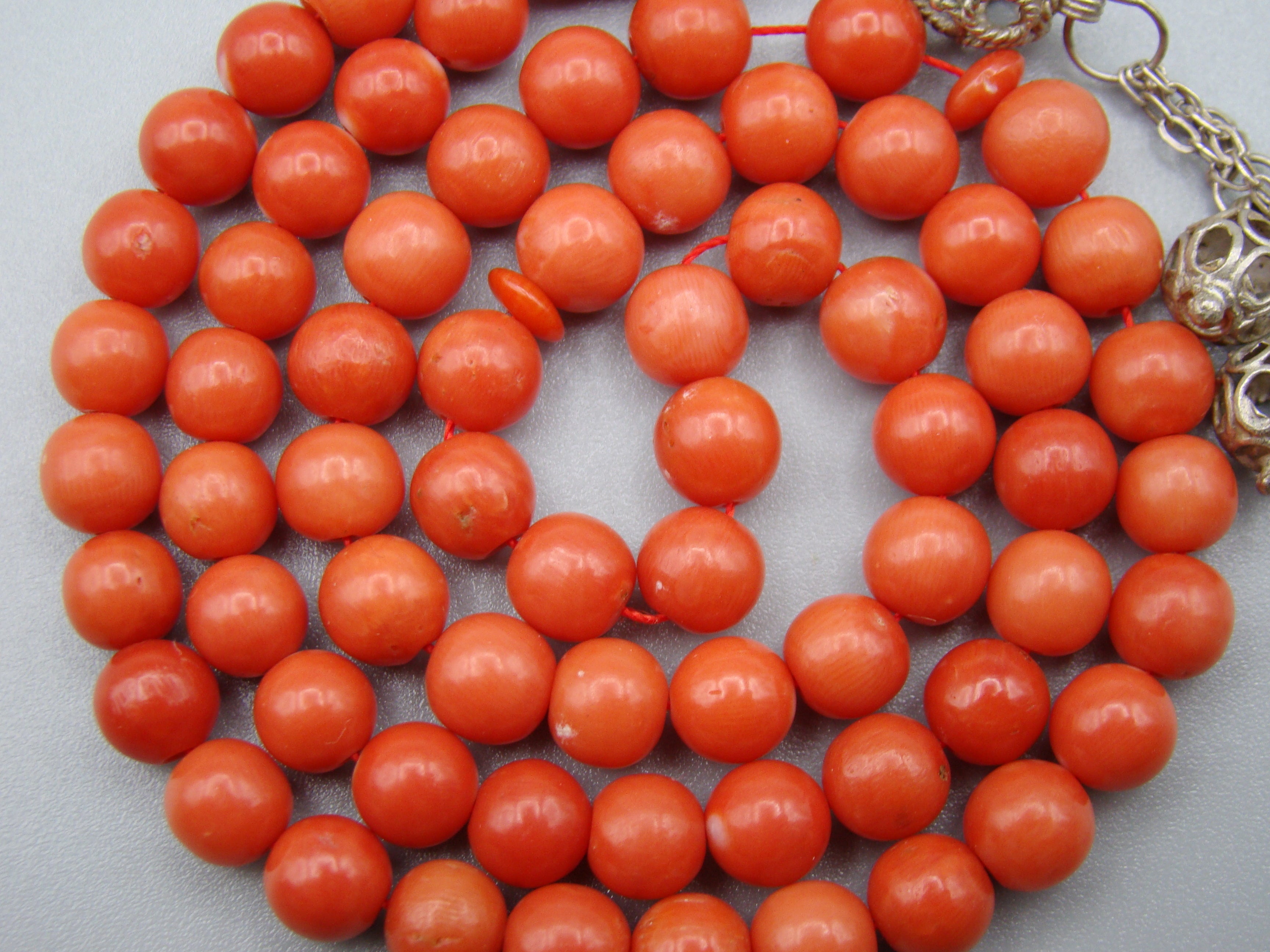 Antique Natural Undyed Mediterranean Dark Red Coral Rosary - Kingdom of Antique Arts