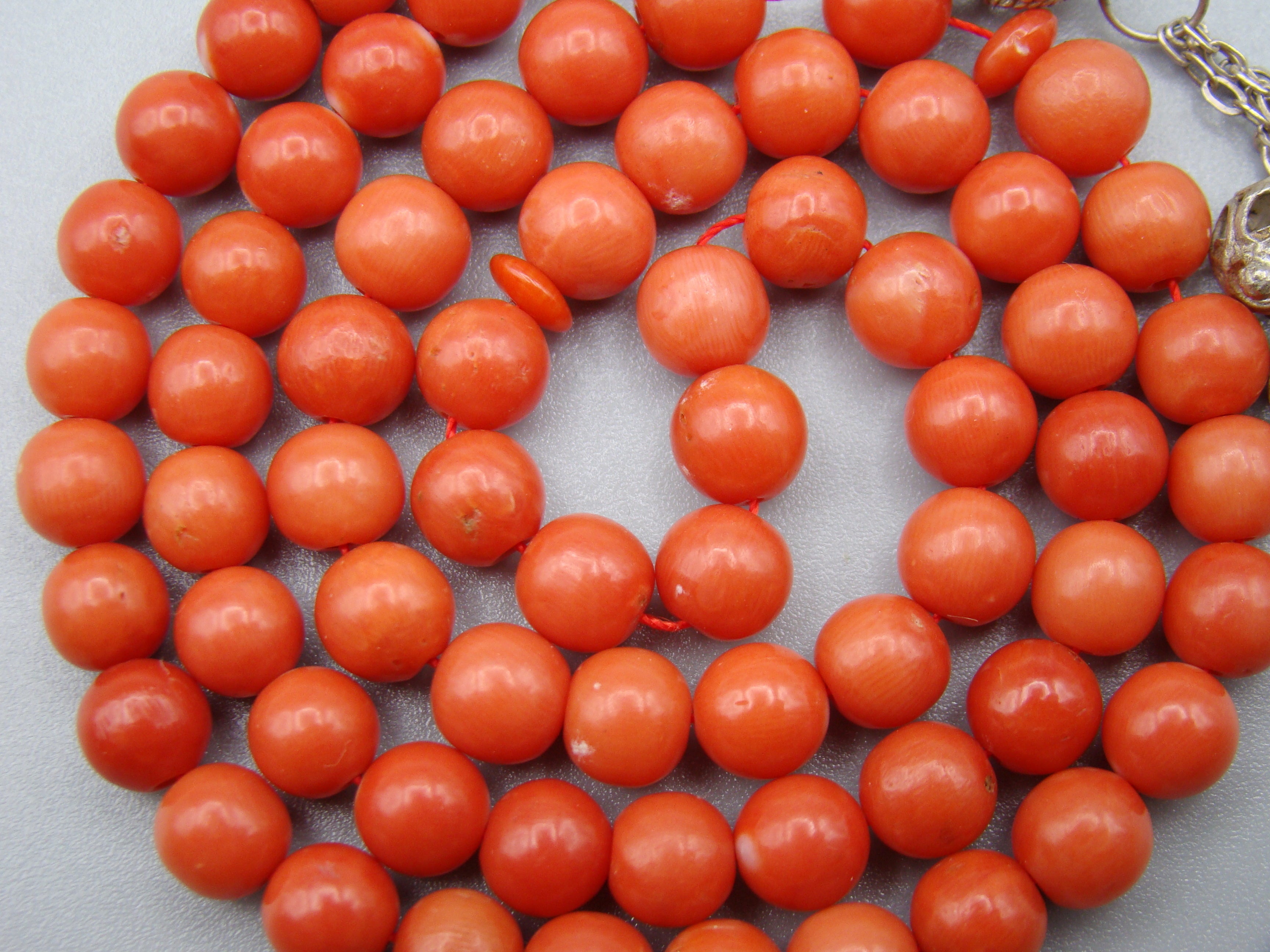Antique Natural Undyed Mediterranean Dark Red Coral Rosary - Kingdom of Antique Arts
