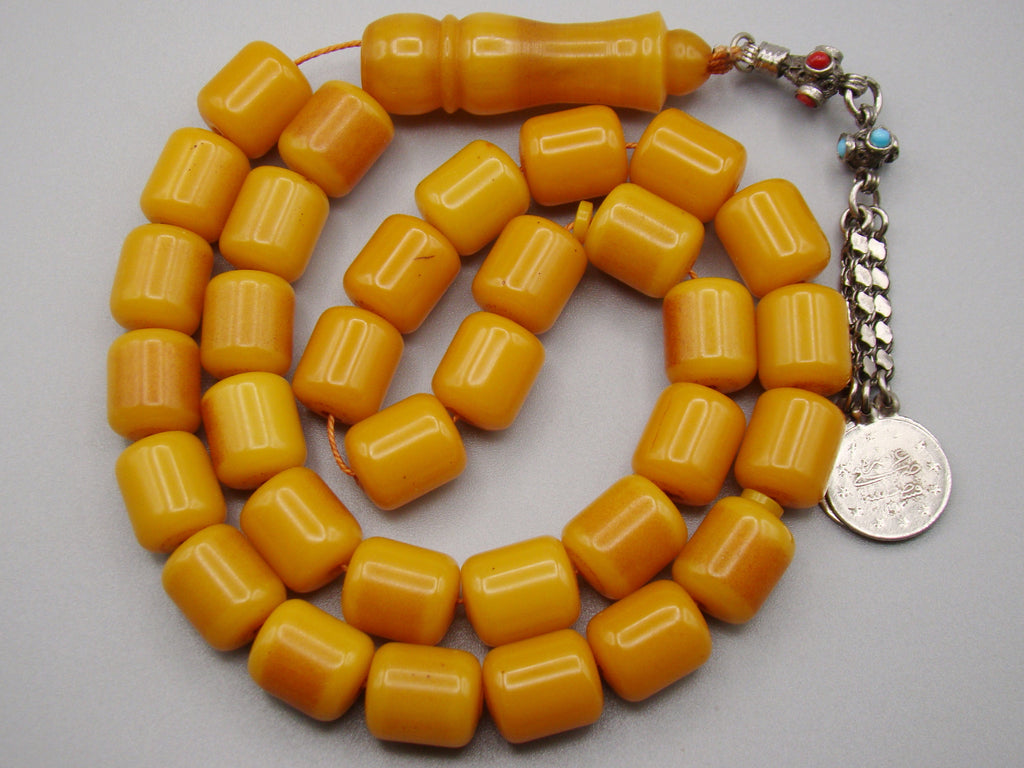 Antique Beautiful Bakelite Amber Rosary beads - Kingdom of Antique Arts