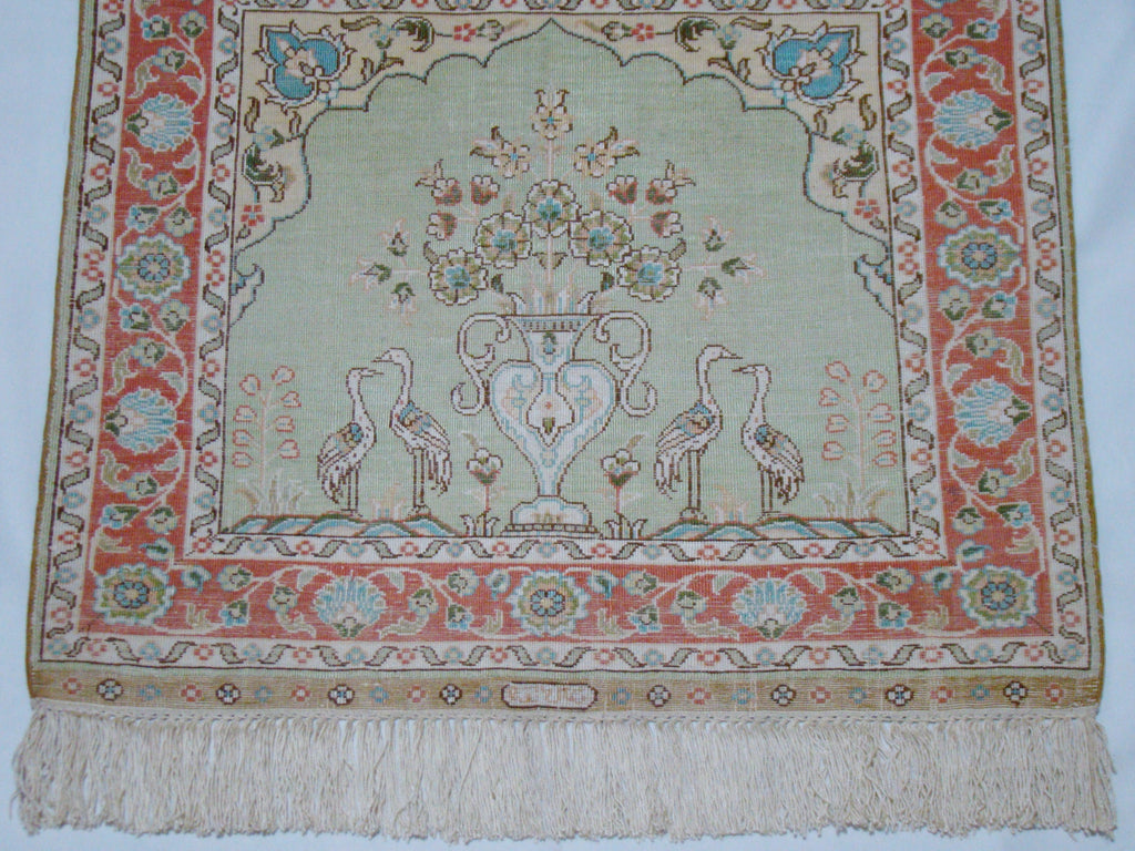 Pattern Detail – Antique Hereke Ozipek Pure Silk on Silk Carpet, Museum Quality, Hand-Signed | Kingdom of Antique Arts
