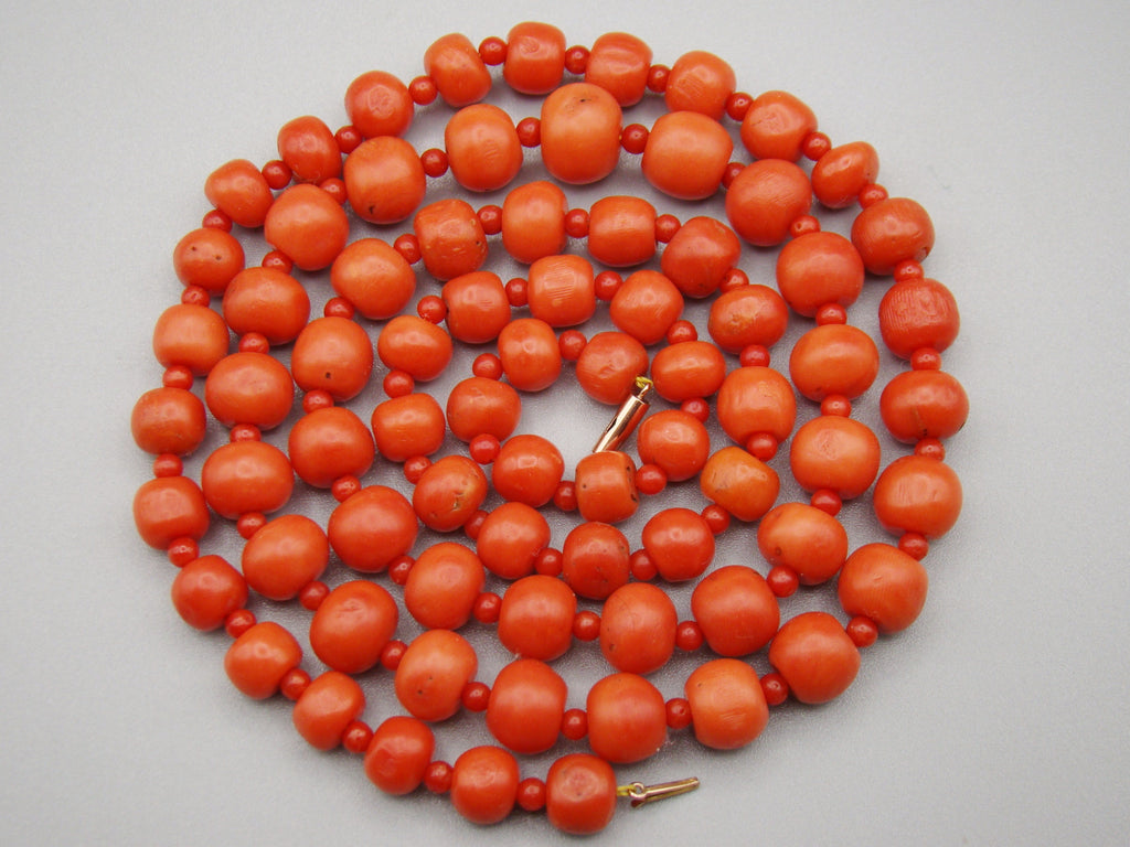 Antique Natural Undyed Mediterranean Red Coral Necklace - Kingdom of Antique Arts