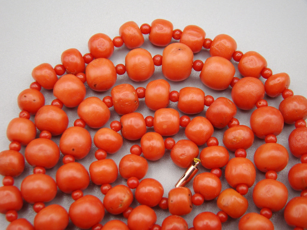 Antique Natural Undyed Mediterranean Red Coral Necklace - Kingdom of Antique Arts
