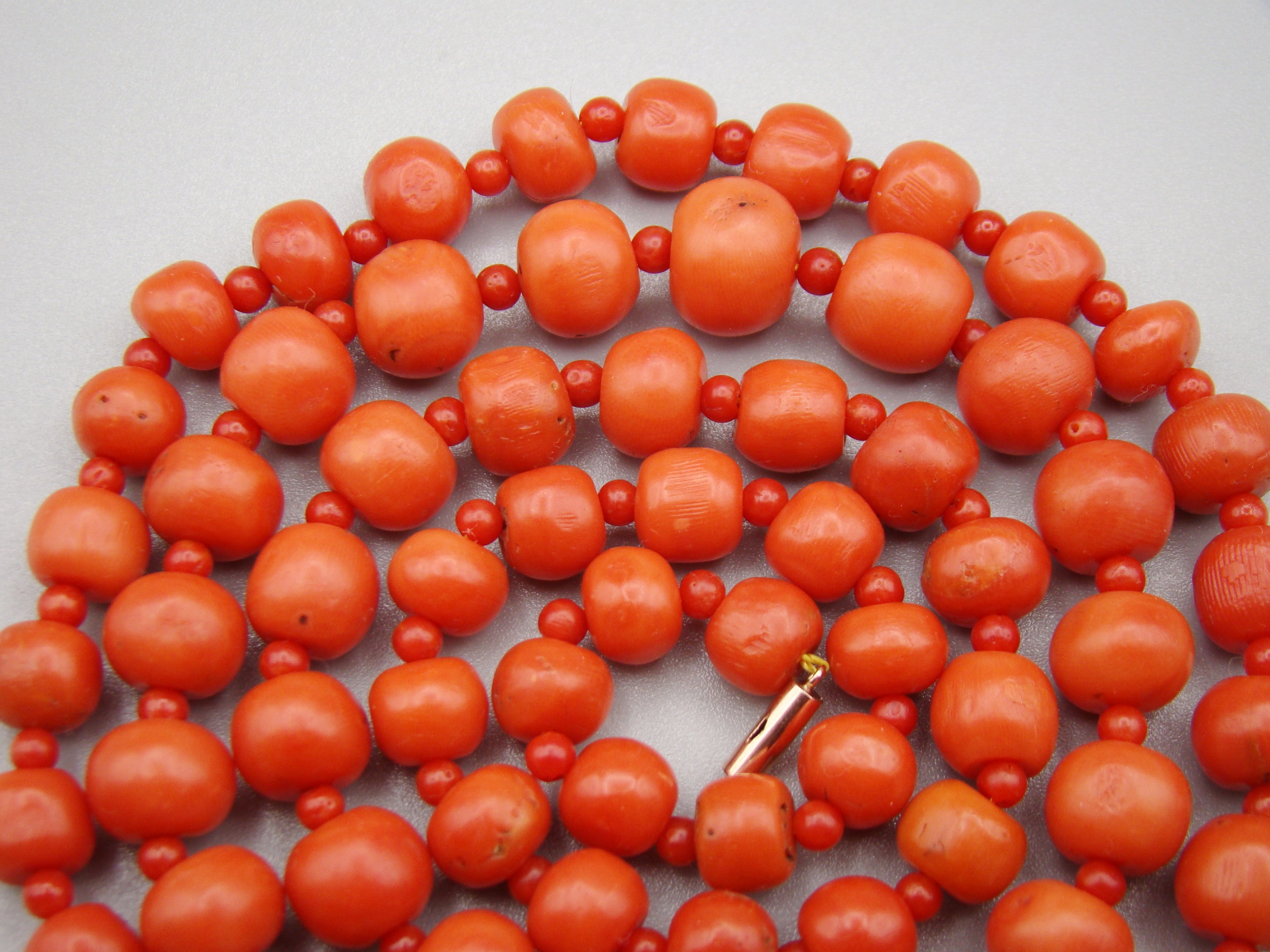 Antique Natural Undyed Mediterranean Red Coral Necklace - Kingdom of Antique Arts