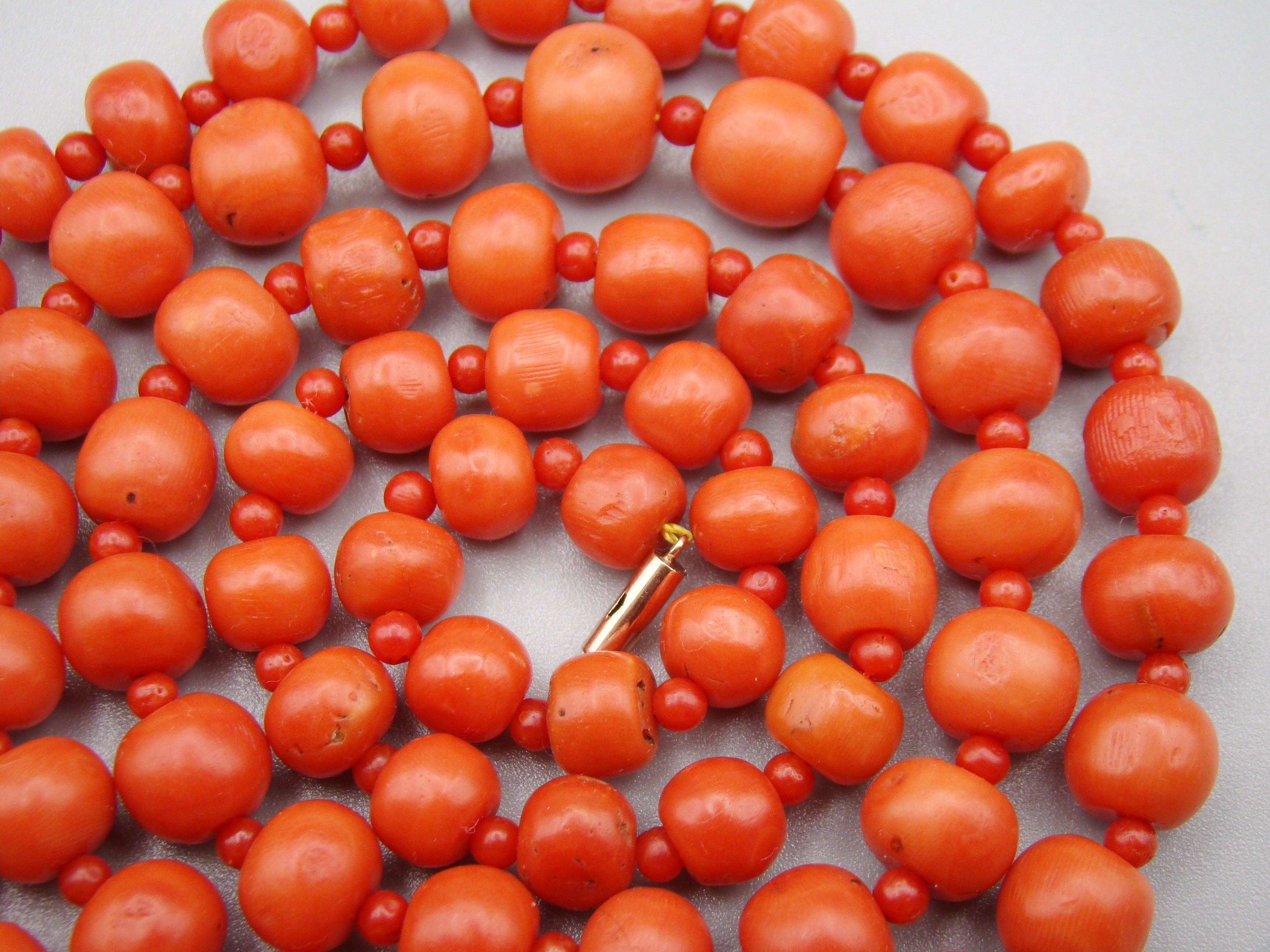 Antique Natural Undyed Mediterranean Red Coral Necklace - Kingdom of Antique Arts