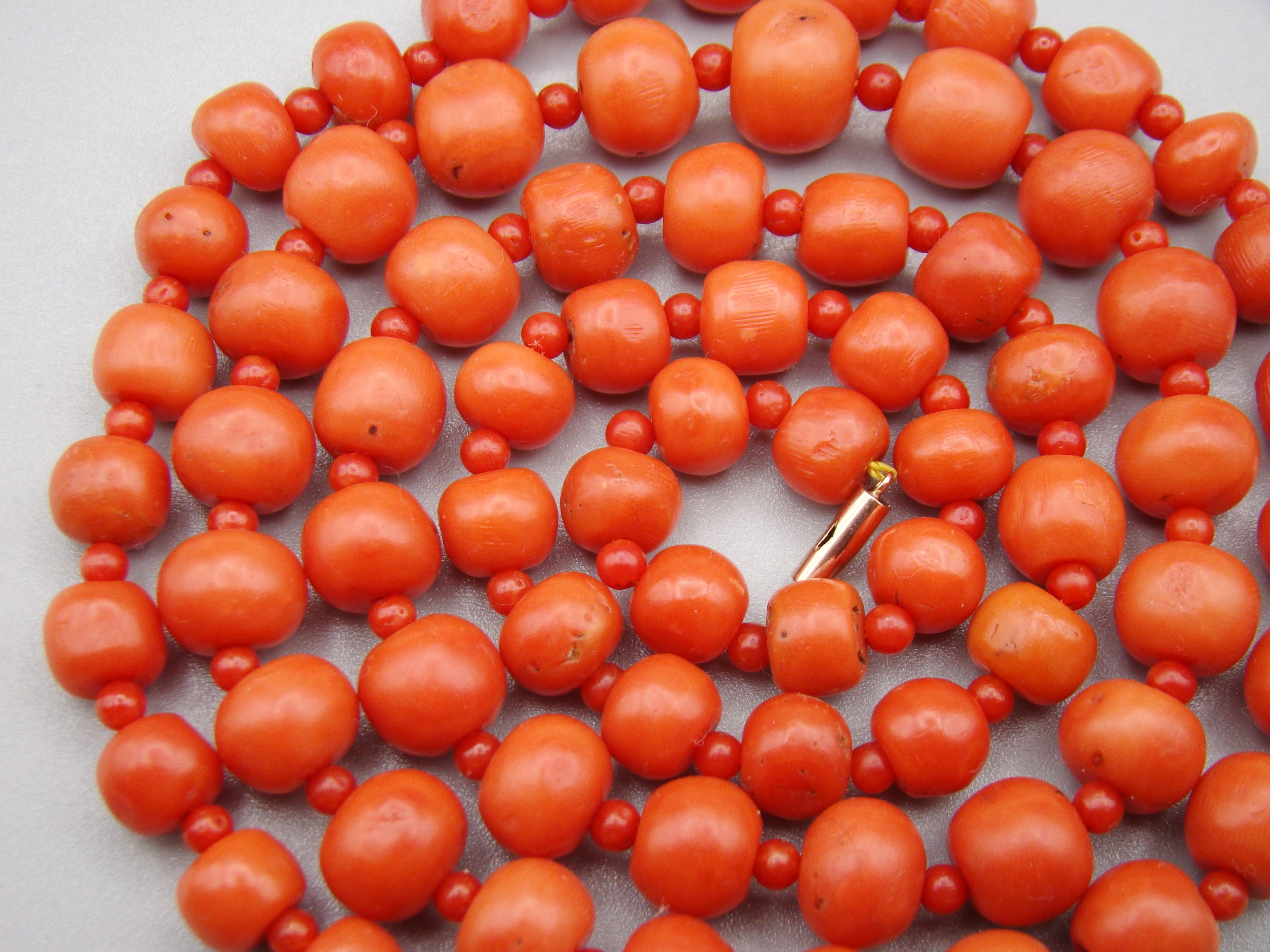 Antique Natural Undyed Mediterranean Red Coral Necklace - Kingdom of Antique Arts