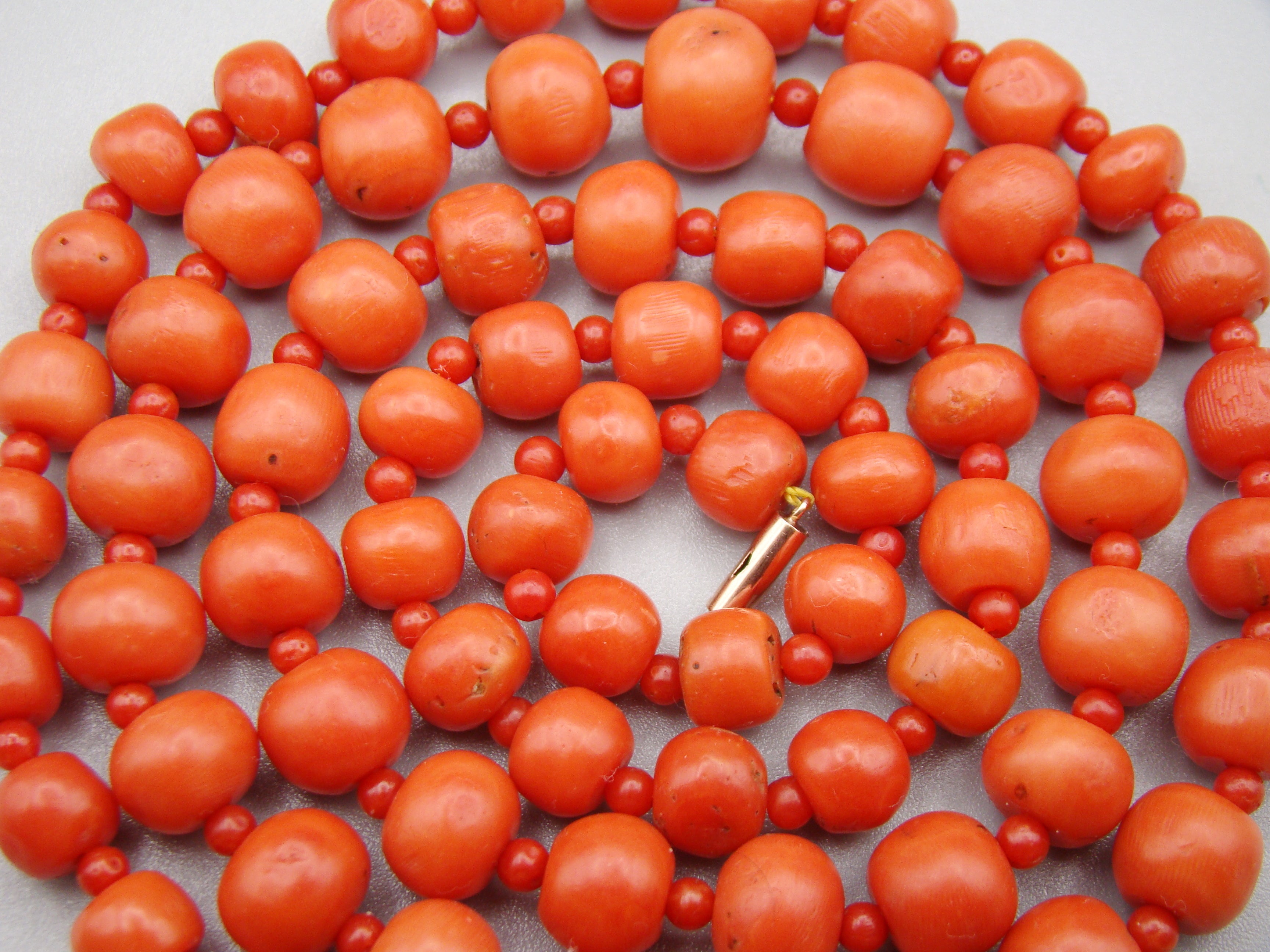 Antique Natural Undyed Mediterranean Red Coral Necklace - Kingdom of Antique Arts