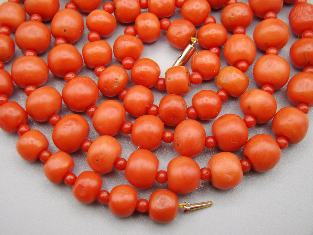 Antique Natural Undyed Mediterranean Red Coral Necklace - Kingdom of Antique Arts
