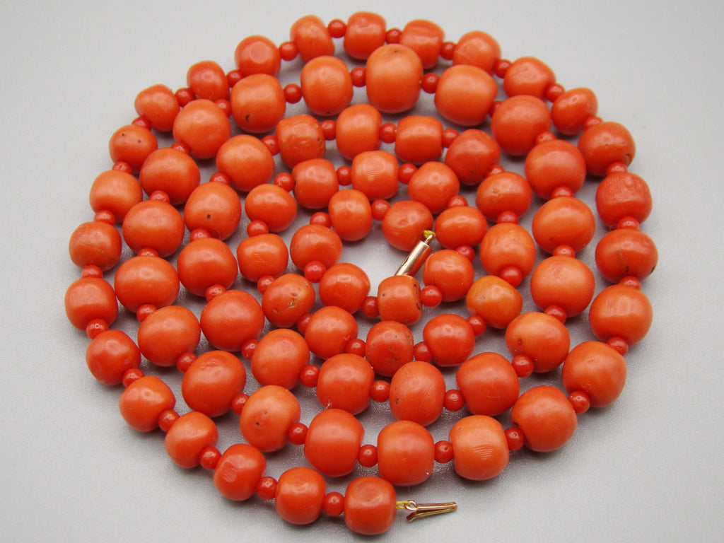 Antique Natural Undyed Mediterranean Red Coral Necklace - Kingdom of Antique Arts
