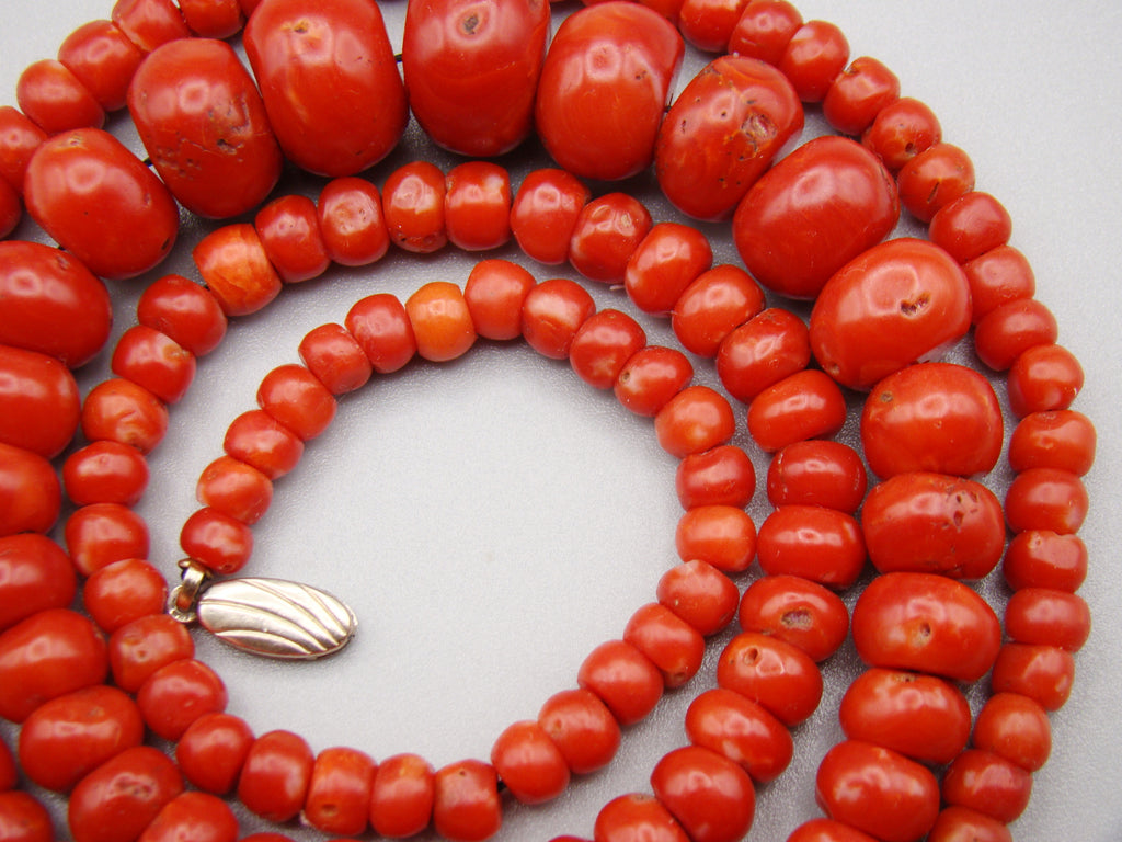 Antique Natural Undyed aka Red Coral Necklace - Kingdom of Antique Arts