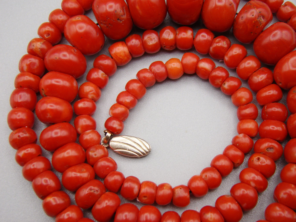Antique Natural Undyed aka Red Coral Necklace - Kingdom of Antique Arts