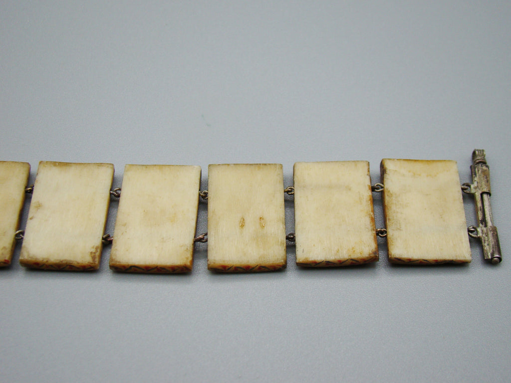 Antique Natural Bone Bracelet with Enamel - Collection Piece - Kingdom of Antique Arts