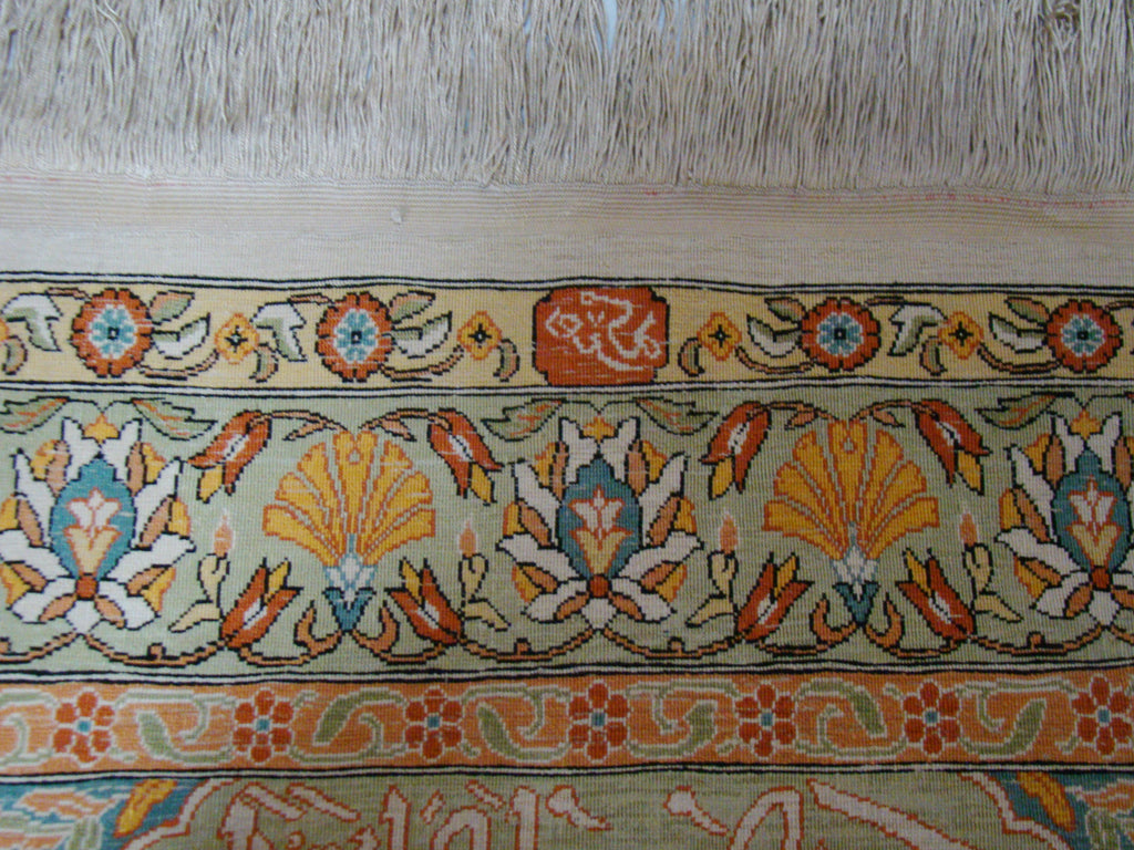 Antique Turkish Hereke Silk Wall Carpet – Multi-Signed Rare Masterpiece, Authentic Original, Guaranteed by Kingdom of Antique Arts