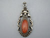 Antique Natural Undyed Mediterranean Silver 900 Red Coral Pendant - Kingdom of Antique Arts
