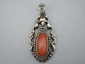 Antique Natural Undyed Mediterranean Silver 900 Red Coral Pendant - Kingdom of Antique Arts